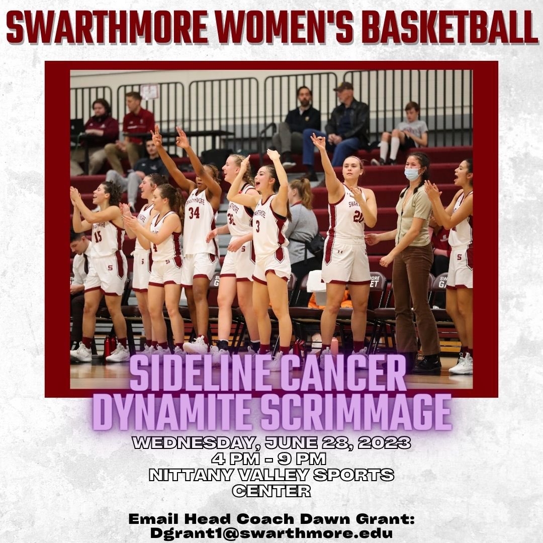 SwatWBasketball's tweet photo. Recruits! Coach Grant will be at the Sideline Cancer Dynamite Scrimmage on June 28th! Send her an email if you’ll be there! 👀 https://t.co/Q0jfFOKf5V
