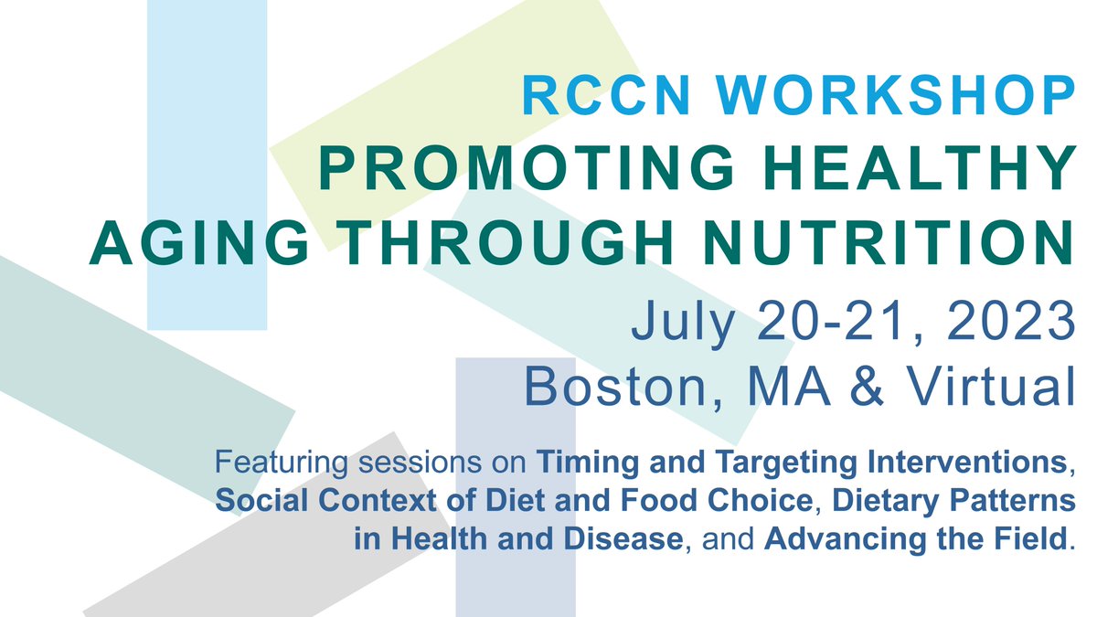 Upcoming RCCN Workshop: Promoting Healthy Aging Through Nutrition. This will be a hybrid meeting & registration to join virtually is free & open to the public. View the agenda here: bit.ly/428nMNr. Register here: bit.ly/3WBc5xn. #agingresearch