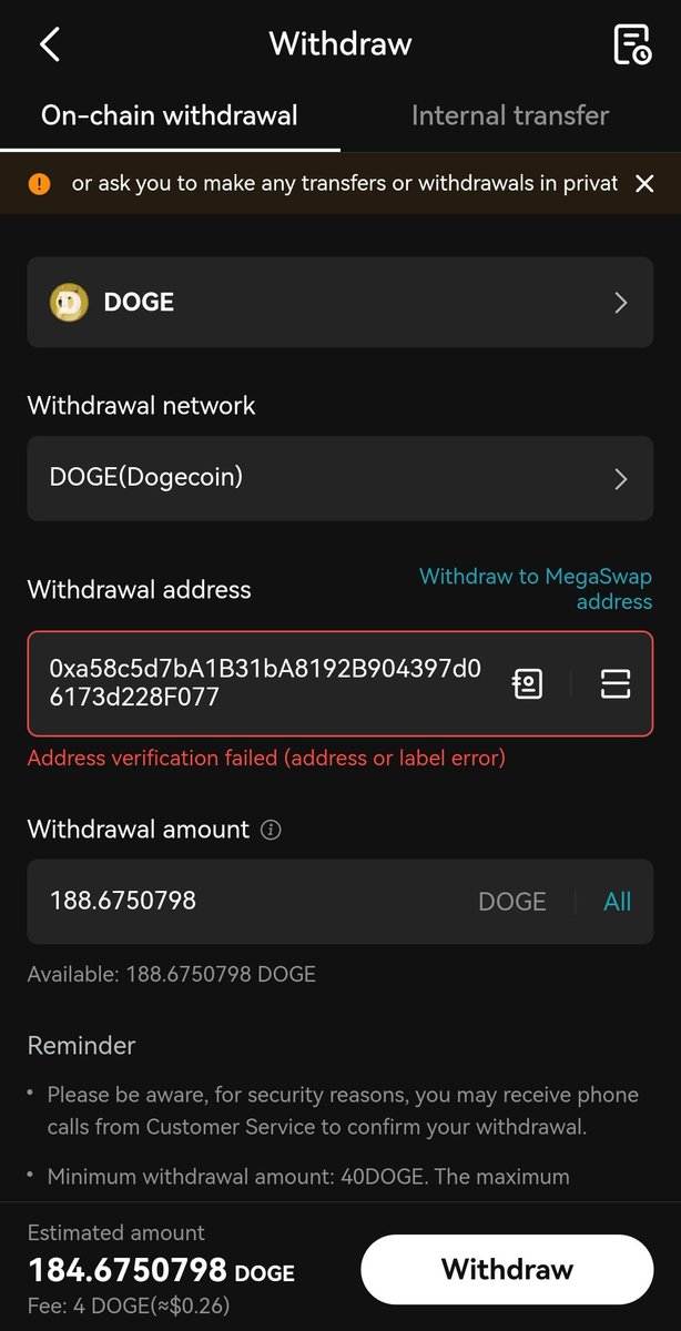 I can't stand #metamask. I love #trustwallet but they haven't integrated the #dogechain yet! and metamask address is the same as my Ethereum address on my metamask and I I try to send myself #dogecoin to my metamask and says address is no good. wtf #metamask?? fix this!