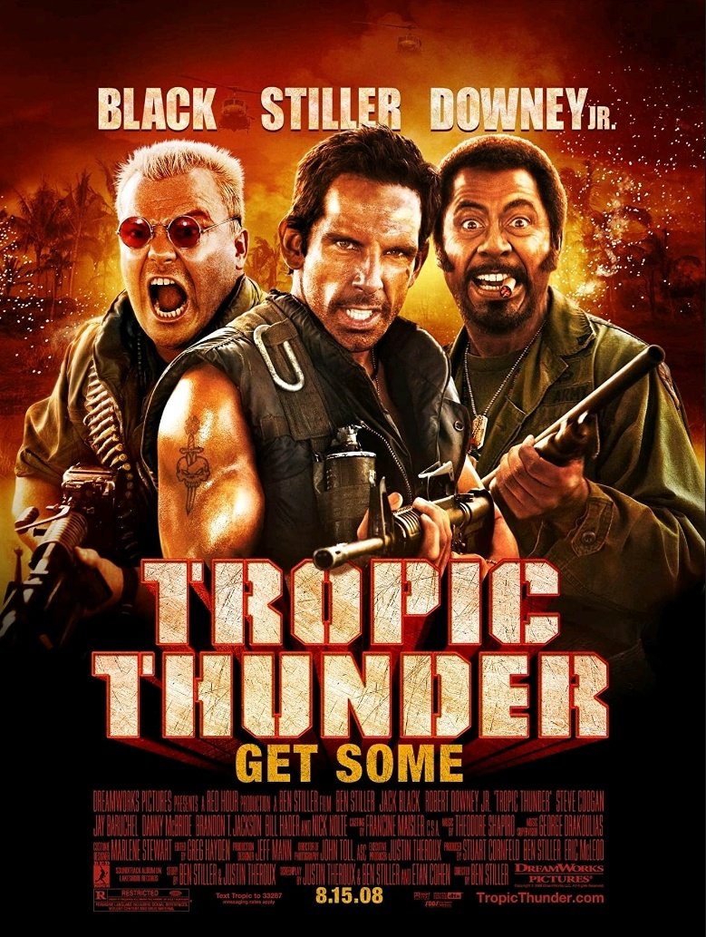 #nowwatching 
Tropic Thunder (2008)

First time watch for my young apprentice 

#robertdowneyjr #benstiller #jackblack #dannymcbride #nicknolte #matthewmcconaughey #tomcruise #billhader #stevecoogan