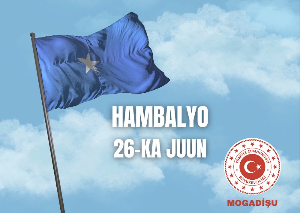 Somalili kardeşlerimizin 26 Haziran Bağımsızlık Günü’nü en içten dileklerimizle kutlarız.

Waxaan ugu hambalyeyneynaa walaalaha Soomaaliyeed munaasabadda Maalinta Xoriyadda 26’ka Juun.

Congratulations to our Somali brothers&sisters on the occassion of 26th of June Indepence Day.