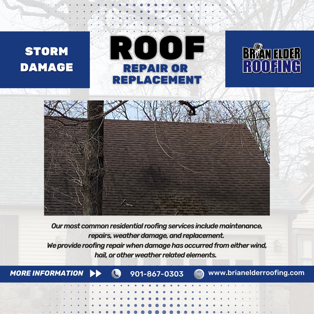 If your roof was damaged from the storm, give Brian Elder Roofing a call. We will be there for you!

Call 📞 901-867-0303 

#BrianElderRoofingb#RoofRepairMemphis#ResidentialRoofer
#CommercialRoofer #StormDamage