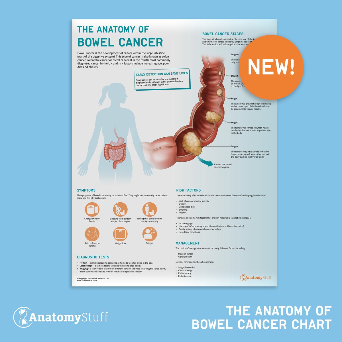 Increasing age, poor diet and obesity are all risk factors of Bowel Cancer. Bowel Cancer is the fourth most commonly diagnosed cancer in the UK.

If diagnosed early, Bowel Cancer can be treatable and curable. Would you know how to spot the signs? 

loom.ly/MGKHVFI