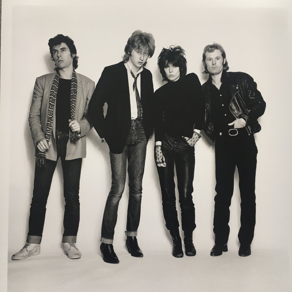 Original #Pretenders line up - photoshoot for the first single #StopYourSobbing - #ChrissieHynde #PeterFarndon #JamesHoneymanScott & #MartinChambers photos by #dennismorris