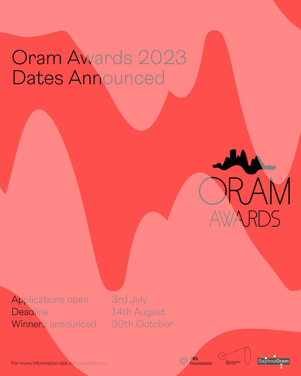 JUST ANNOUNCED📢 Applications for the UK category of the Oram Awards 2023 will open to the general public from 3rd July to 14th August 2023. We're particularly interested in seeing applications from those based in underrepresented regions & Nations. ℹ️oramawards.com