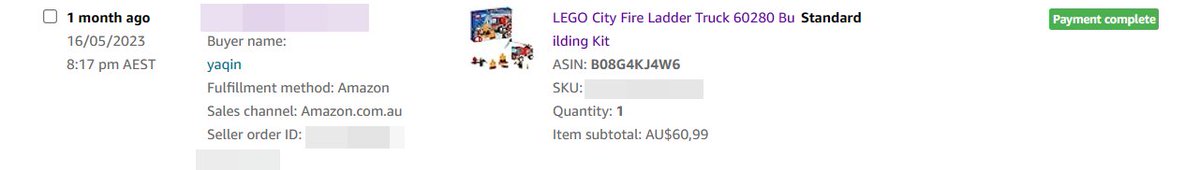 Bu lego setini 225 TL aldım toplu diğer legolar ile FBA deposuna gönderdim kargo masrafıda ürün başına 150 TL yaptı. Toplam masrafı 375 TL yapar.

60.99 satıştan 12 aud kesinti yapıldı kalan 48 aud yani 820 TL.

Kâr Marjı: %54 (440 TL)