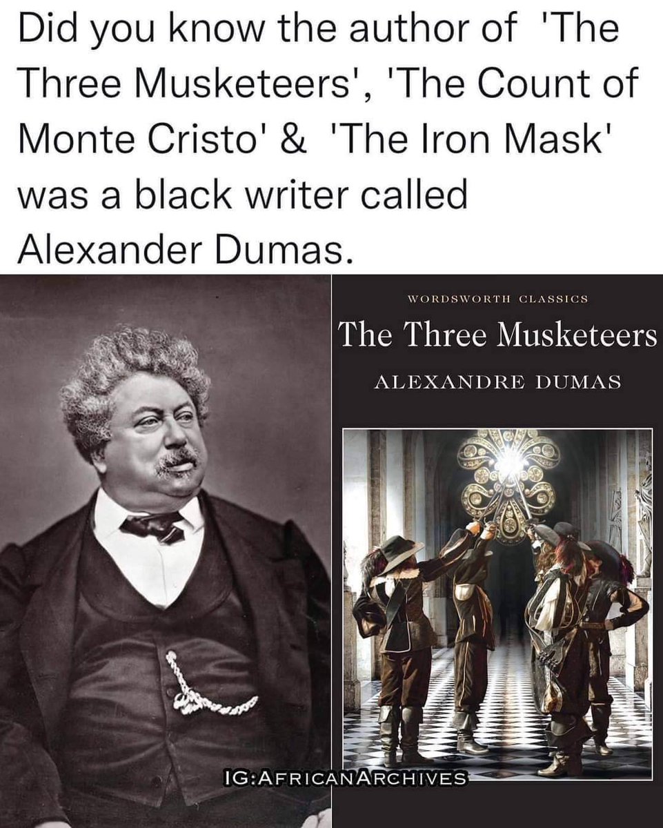 Alexandre #Dumas Pere, the famous historical novelist for works as The Count of Monte Cristo and The Three Musketeers. #blackparis #blackliterature #dumas #blackhistory365