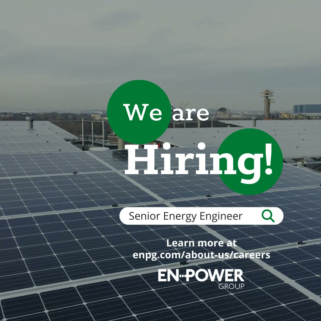 We are hiring a Senior Energy Engineer, based in our Midtown Manhattan office! If you have passion for improving building systems, learning clean energy technologies, and fighting against climate change, visit enpg.com/careers for more details and submit an application.