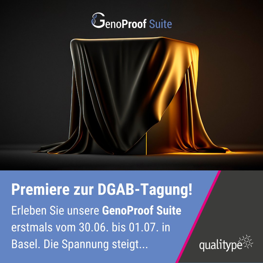 Zur DGAB-Tagung lüften wir das Ergebnis von Stunden an rauchenden Entwicklerköpfen beim schweißtreibenden Code Einhacken sowie unzähligen Litern Kaffeeverbrauchs…

Die GenoProof Suite für alle Fragen rund um die spezielle DNA-Analytik wird vorgestellt!

Mehr dazu am Freitag...