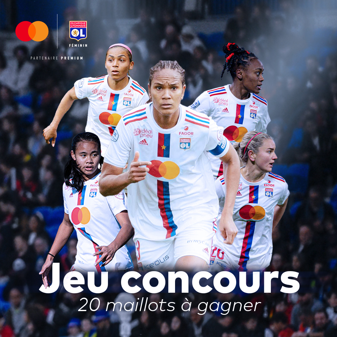 MastercardFR's tweet photo. Comme vos championnes @OLfeminin, on double la mise 🏆

Tentez de remporter votre maillot dédicacé de fin de saison jusqu'au 30/06 ⚽️

Pour participer, il vous suffit de :

👉 Retweeter ce post en laissant votre plus beau message de supporter  
👉Suivre le compte @MastercardFR https://t.co/taCedOuHcy