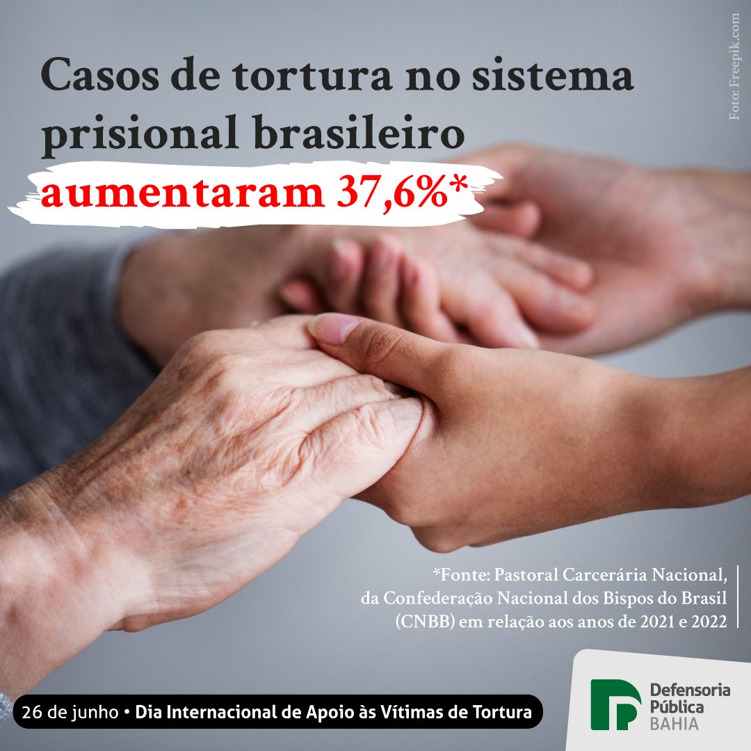 DefensoriaBahia's tweet image. 📣 "Tortura é coisa do período escravocrata ou da Ditadura Militar? Deveria! Mas engana-se quem pensa que a prática é um problema do passado! A tortura persiste no Brasil, e os números não mentem.
#TorturaNuncaMais #DefensoriaSim