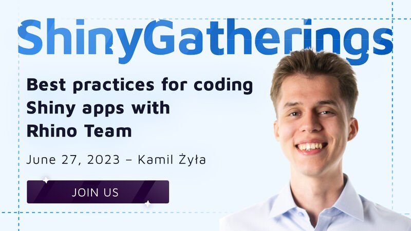 📣 Join Kamil Żyła on June 27 for a deep dive into #Rhino, Appsilon's framework for enterprise #RShiny apps. I'll be there for the Q&amp;A!

Event 👉 shinyconf.appsilon.com/shiny-gatherin…
Docs 👉 appsilon.github.io/rhino/

#RStats #ShinyGathering
