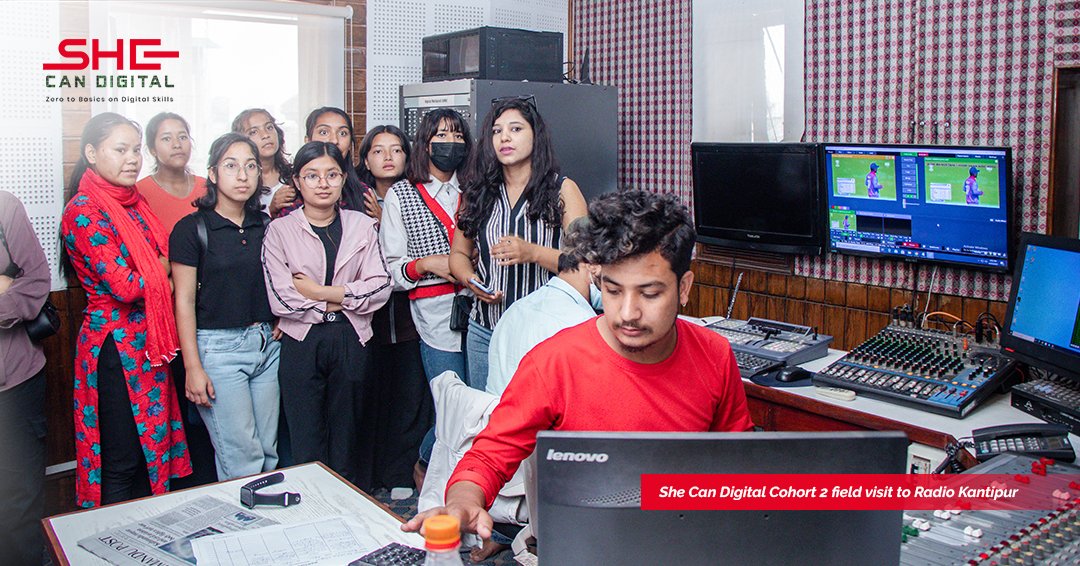 Coderushnepal's tweet image. Day 1 of field visit! Our students of the She Can Digital embarked on a field visit to Aesthetic Dance Studio @DeerholdLtd and @KantipurRadio, taking their digital and life skills to new heights
#CodeRush #SheCanDigital #SheCanDigitalCohort2 #Cohort2 #EmpoweredWomen #DigitalSkill
