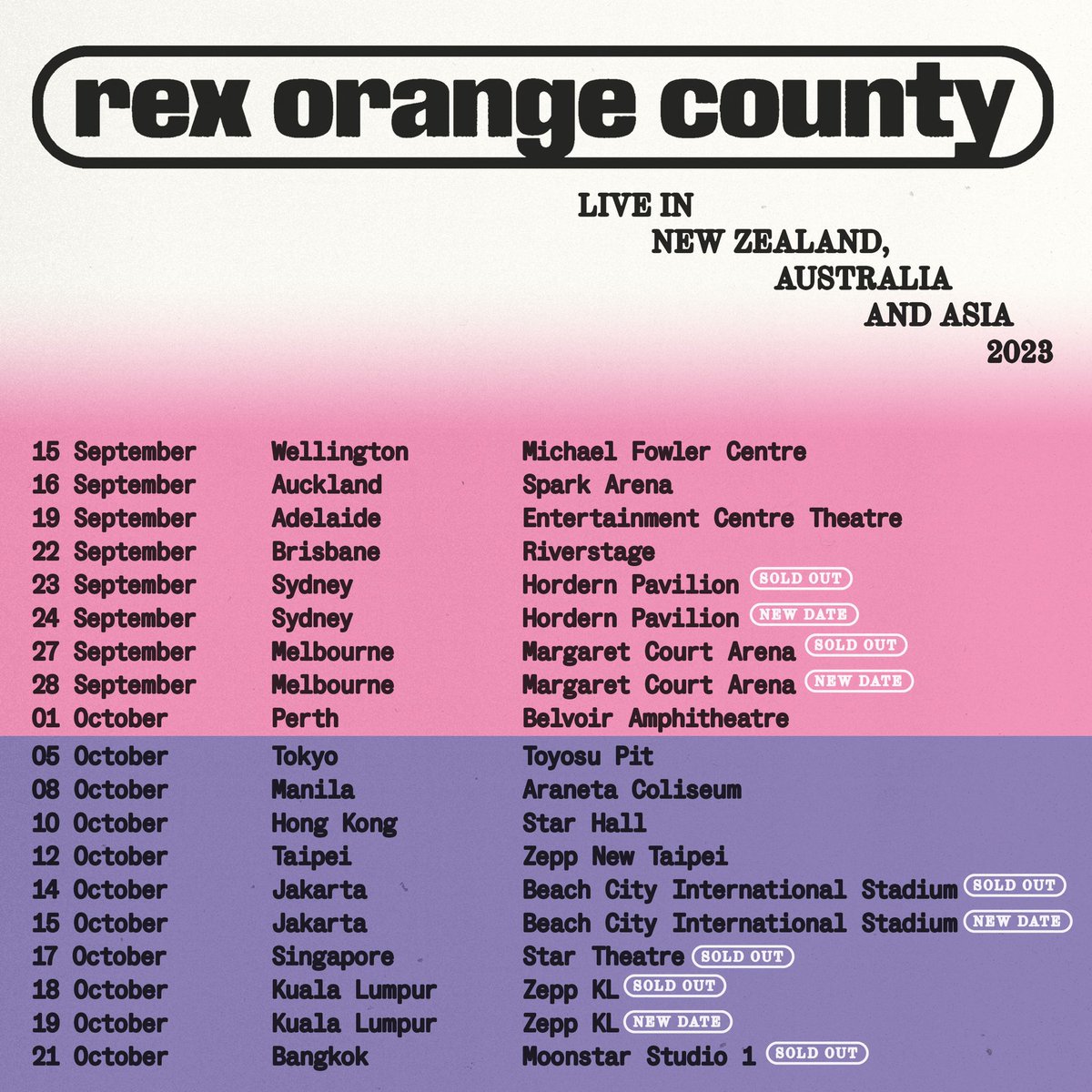 due to a demand, additional shows have been added in Sydney, Melbourne, Kuala Lumpur and Jakarta. thanks to everyone that got tickets so far !!!! can’t wait to play these shows !!!!!! for ticket information go to rexorangecounty.com/live