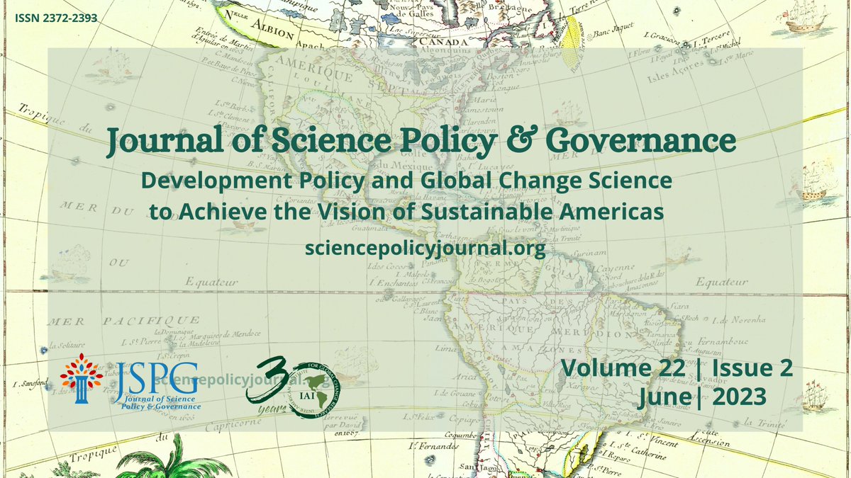 🆕@SciPolJournal & @IAI_news are pleased to release the 2nd special issue of 2023, Volume 22, Issue 2. #JSPGSustainableAmericas Read 7 articles on topics such as #sustainability, #ocean pollution, #climate solutions + more! Full issue: bit.ly/JSPGVol22Issue…
