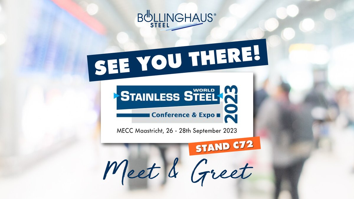 We are happy to announce our participation at Stainless Steel World 2023 ( @SSW_Update ), which will take place from 26 - 28th September in Maastricht. Our team looks forward to welcoming you at our booth C72 and holding personal discussions. See you there! #stainlesssteel #team