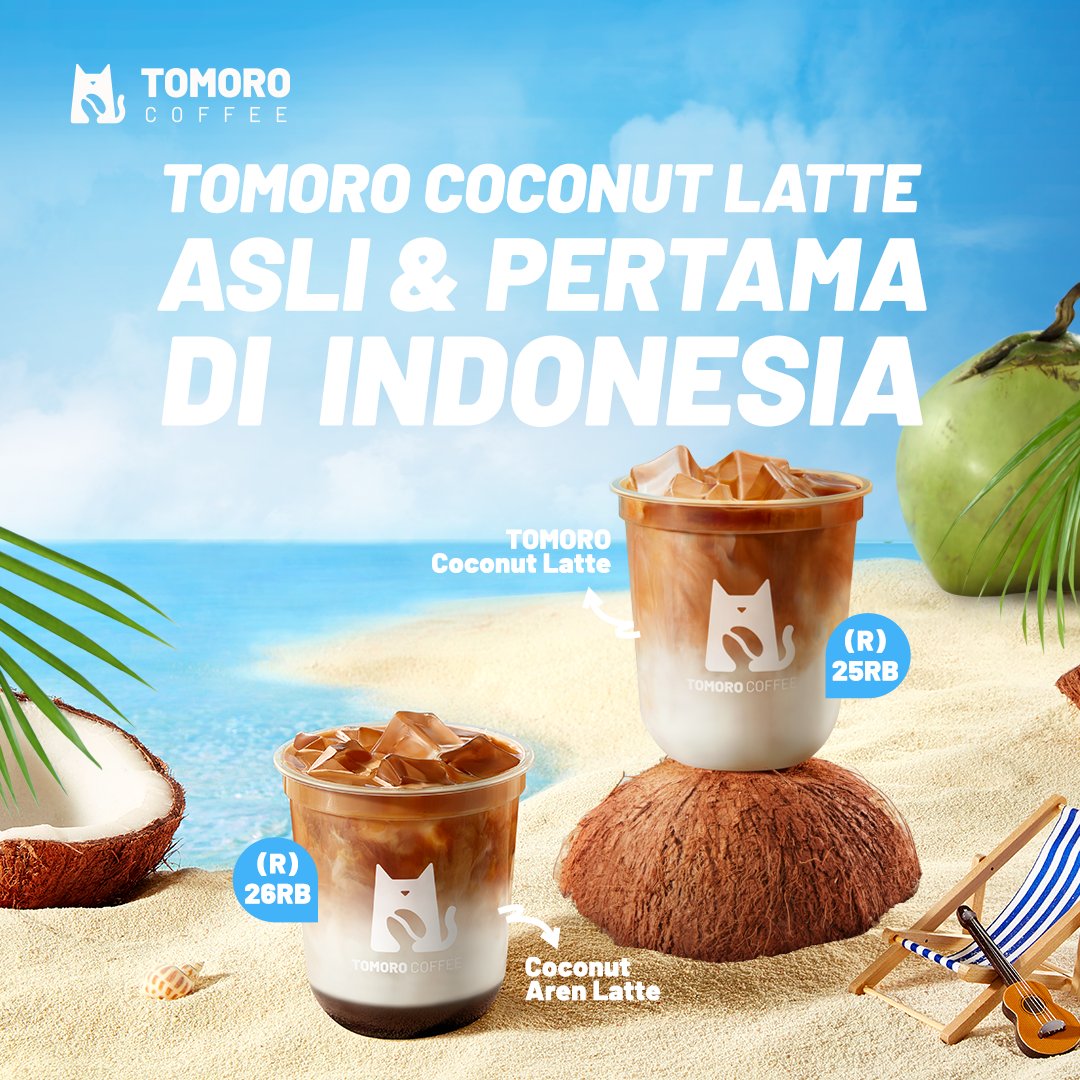 PLEASE WELCOME TOMORO COCONUT SERIES! 🥥🌴 TOMORO Coconut Series merupakan Coconut Latte paling asli dan pertama di Indonesia: Bukan santan, bukan cream, atau pun sirup. Download Aplikasi TOMORO COFFEE sekarang buat dapetin voucher 9k untuk pembelian pertama!