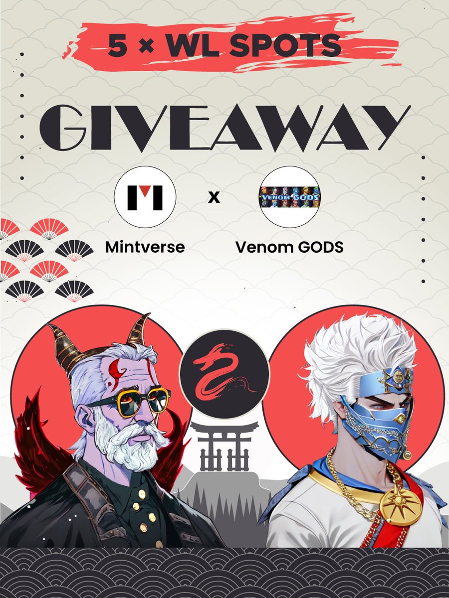👀 Mintverse x Venom GODS 👺 Giveaway
🏆 We are giving away 5× WL spots from @VenomGODSnft❗️

🍀5 winners 🚀
👉To enter:
1️⃣Like/Retweet
2️⃣Follow @VenomGODSnft &amp; <a href="/Mintverse_/">Mintverse｜0% Trading Fees</a>
3️⃣Tag 3 friends

🕙Ends in 48hrs!
#giveaway #wl #Mintverse #NFT #Airdrop #VenomNetwork