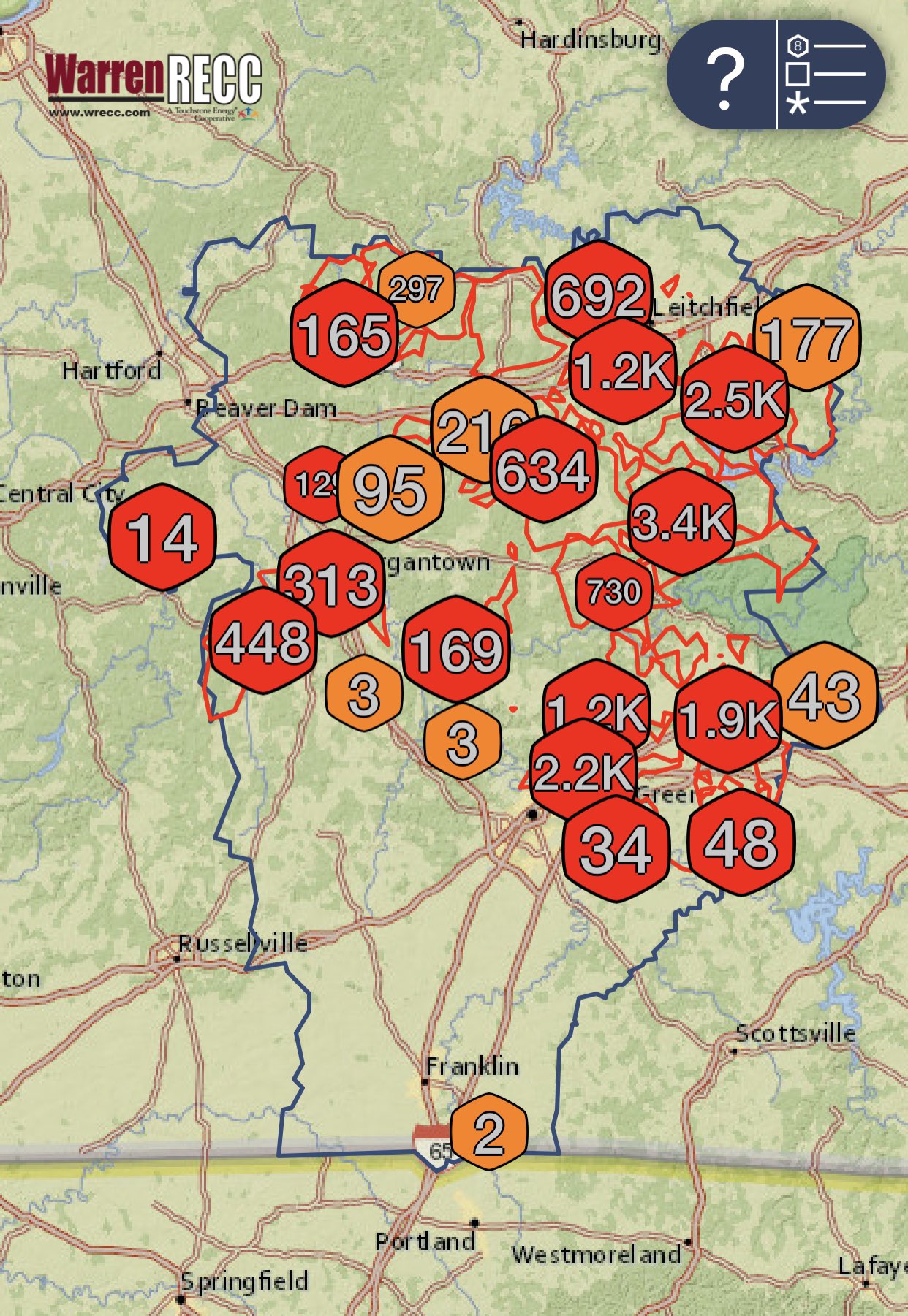 Warren Recc Power Outage Map - uwnd7p7