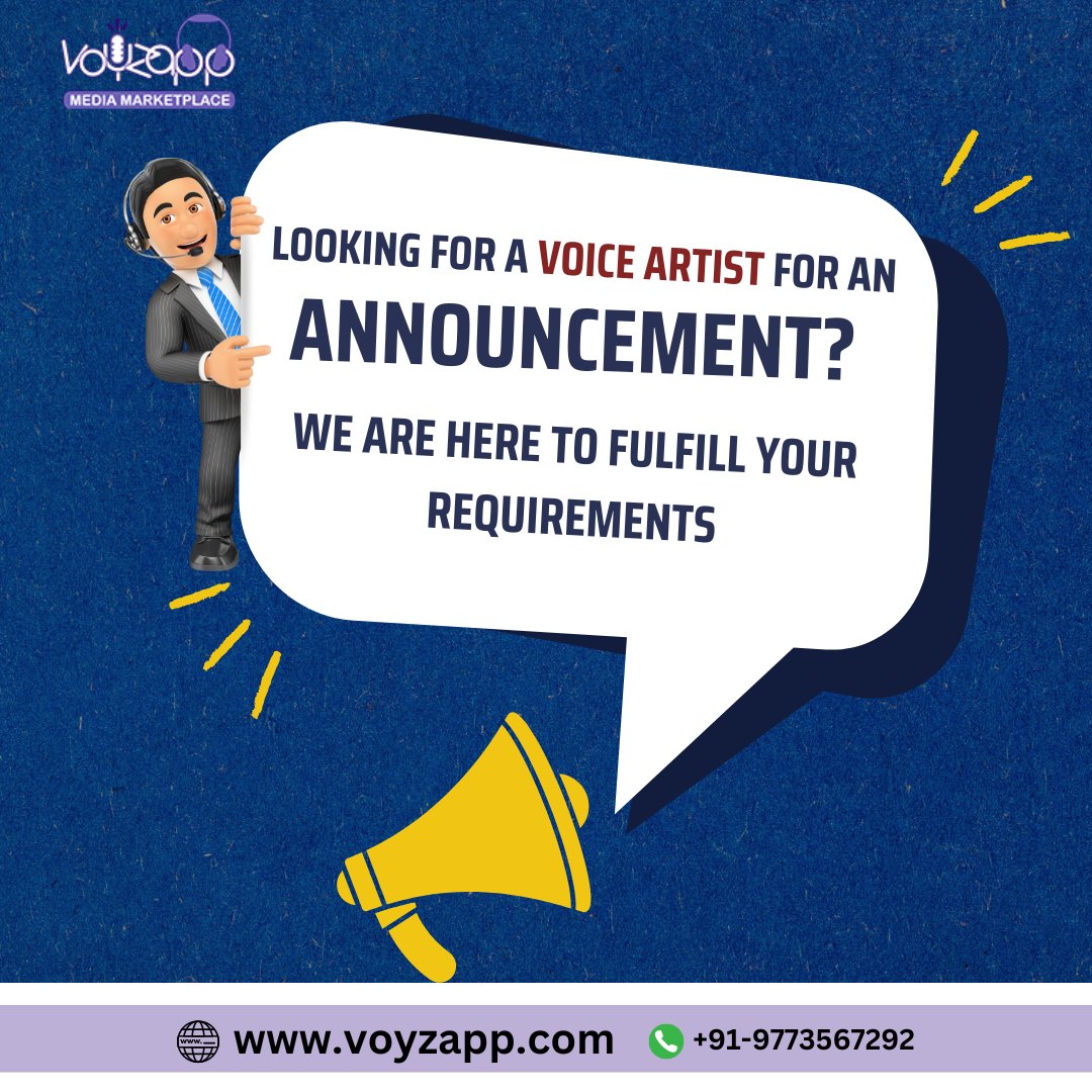 We are leading voice-over provider and we invite you to visit our website to get a talented voice-over artist for an announcement. To learn more, visit voyzapp.com #voyzapp #Announcementvoiceover #voiceoverrecording #femalevoiceover #voiceovercasting #voiceovertips
