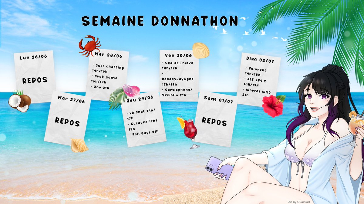 Hello tout le monde !

Cette semaine c'est la Semaine DONATHON UNCAPPED DE L'OFFICE 4 COULEURS !!

Mercredi TOP DEPART du Donathon avec une 60 d'invitée sur plusieurs jours ! 

Au programme :

-Just chatting avec vous explication des nouveautées de l'office

-Crab Game 

-+4 UNO