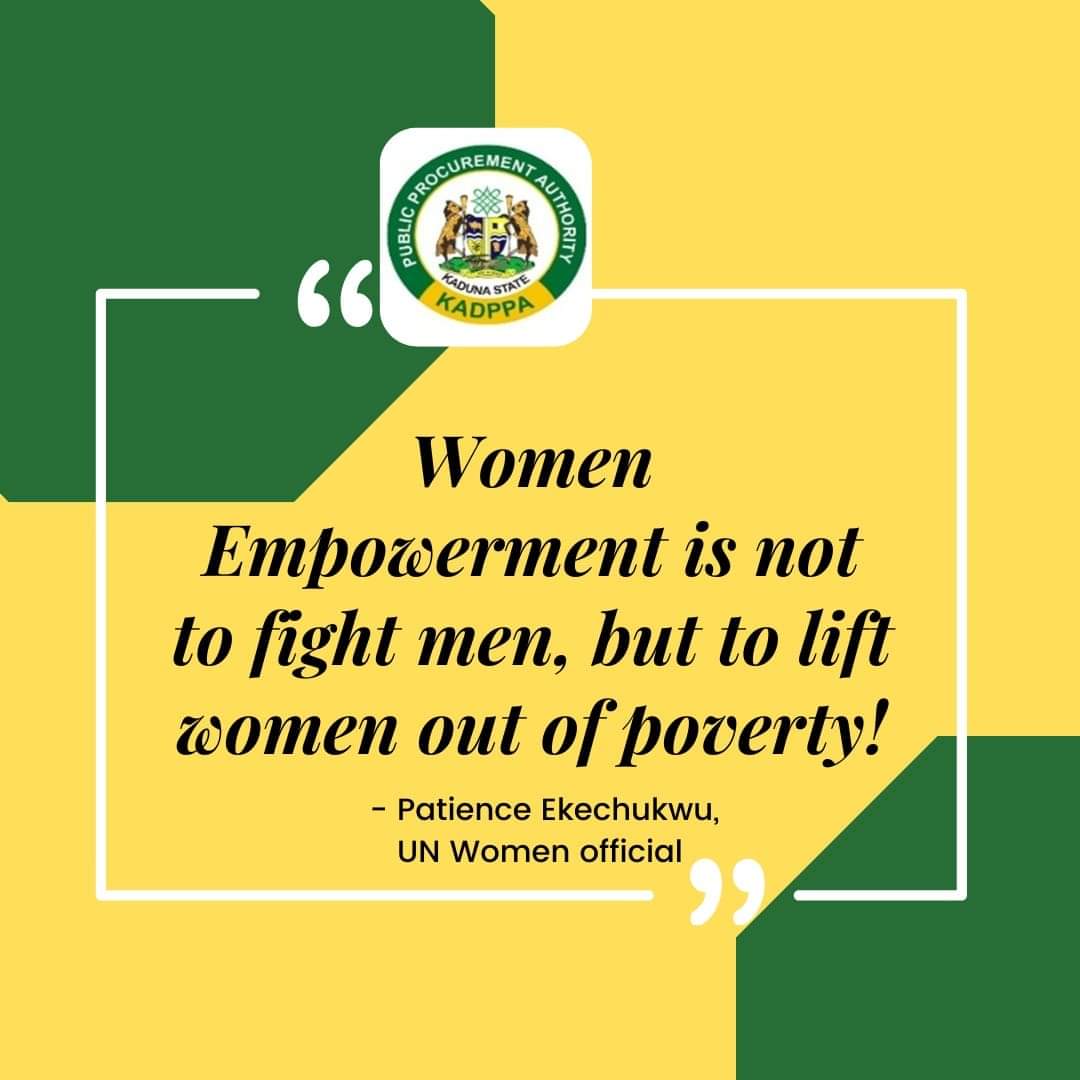 #Value4Money: Empowering women is a path to overcoming poverty, together and inclusively. @sanusiyeroyaho1 @unwomenNG 

#PublicProcurement #womenempowement #KADPPA #womeninprocurement #KDSG #womenownedbusiness
