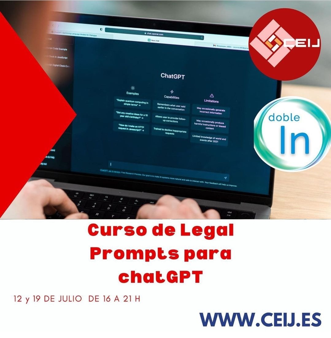 doble_in's tweet photo. 💼 ¿Quieres mejorar en tu práctica legal? Únete al curso Legal Prompts , organizado junto @Ceijformacion y descubre cómo la tecnología puede ayudarte a mejorar tus servicios legales. #LegalPrompts #Abogados #ChatGPT #chatgptprompts https://t.co/yJdkiEW9d0