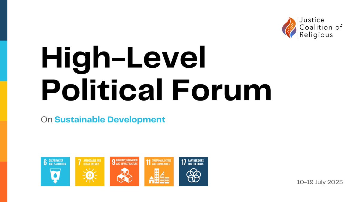 📢 Check out the JCoR guide to the High-Level Political Forum on #SustainableDevelopment!

Learn about:
1️⃣ #HLPF2023
2️⃣ Focus #SDGs
3️⃣ Joining in virtual events
4⃣ Participating in social media advocacy

📑: jcor2030.org/communications…

*Coming soon in French, Portuguese &amp; Spanish*