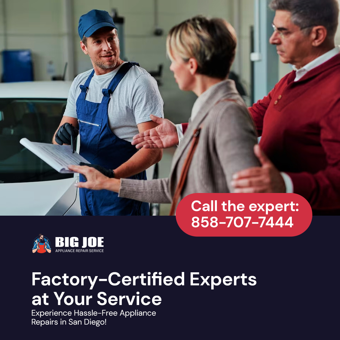 Factory-Certified Experts Ready to Serve! Experience Hassle-Free Appliance Repairs in San Diego!🛠️

When it comes to appliance repairs, trust the expertise of our factory-certified experts. 

#bigjoesandiego #expertrepairs