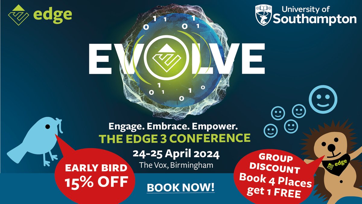 EDGEclinical's tweet photo. 7 days left to secure your Early Bird ticket 🐦 to the EDGE Conference 2024 ❗️

EVOLVE. Engage. Embrace. Empower. 

Group discount also available: Book 4 and get the 5th place free! More info  👇

https://t.co/uFuITPH6eF

#EDGEnews #EDGEconf24 https://t.co/VD1VEw8lIj
