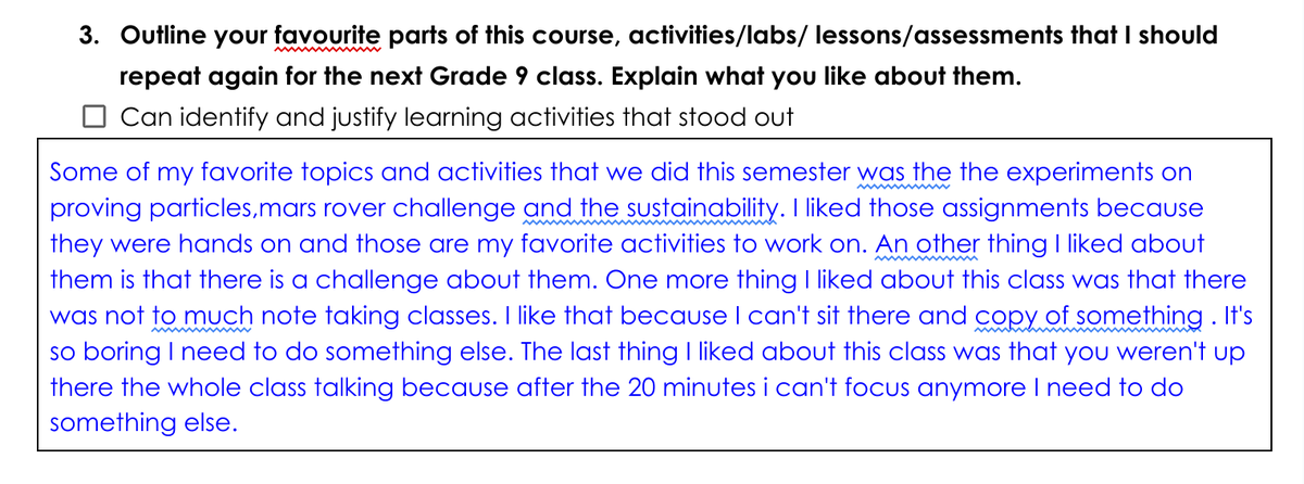 MrsSStephenson's tweet photo. This my friends is exactly why I do Student Centered Inquiry & PBL: "note taking is so boring" and "you weren't up there talking the whole class because after 20 min I can't focus anymore".....engagement = learning! #STEMPBL for the win! https://t.co/KzpFF5N36v
