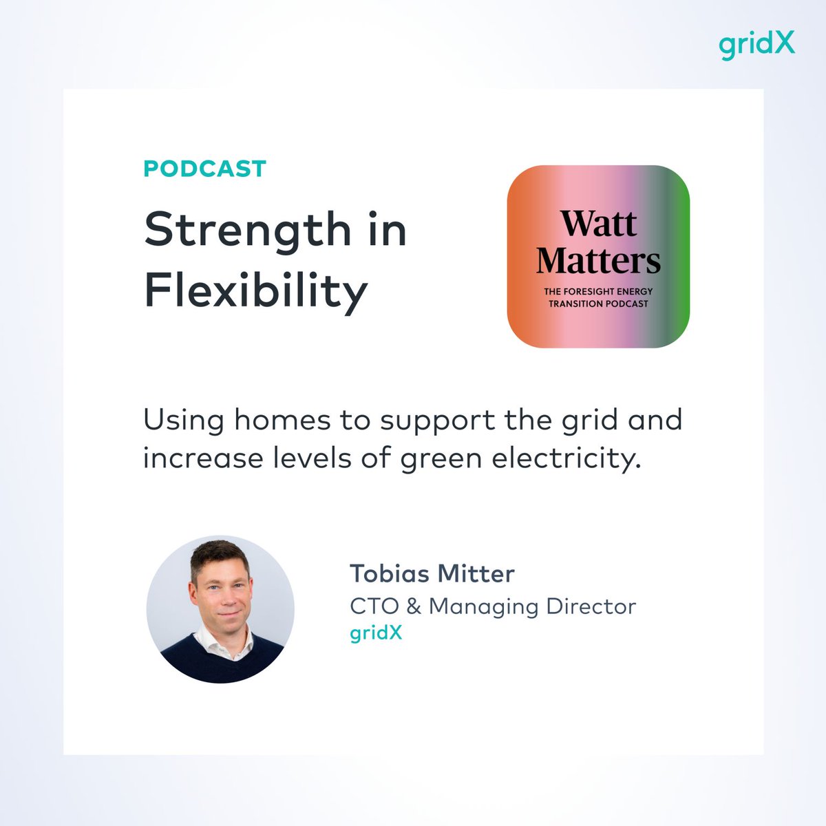 🎧 Tune in to the latest @WattMattersPod by @FORESIGHTdk with @TobiasMitter to explore how digital solutions unlock the potential of flexible demand.

🎧Listen now: bit.ly/3XdrDb7

#energytransition #energyflexibility #energymanagementsystem #climatechange #energy