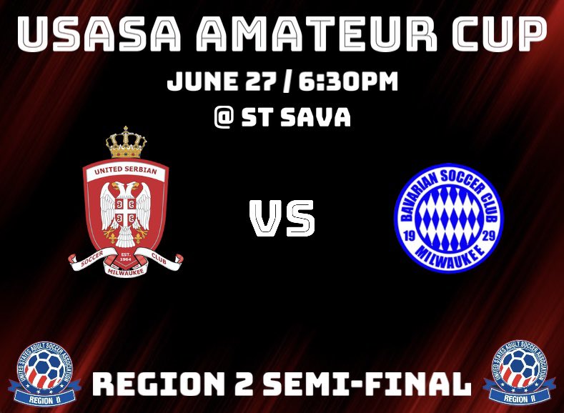 Polufinale je sutra! Pobednik ce igrati protiv RWB Adria za Midwest titulu! // The semi final is tomorrow. The winner will play RWB Adria for the Midwest championship! #USSCMKE ⚽️🇷🇸