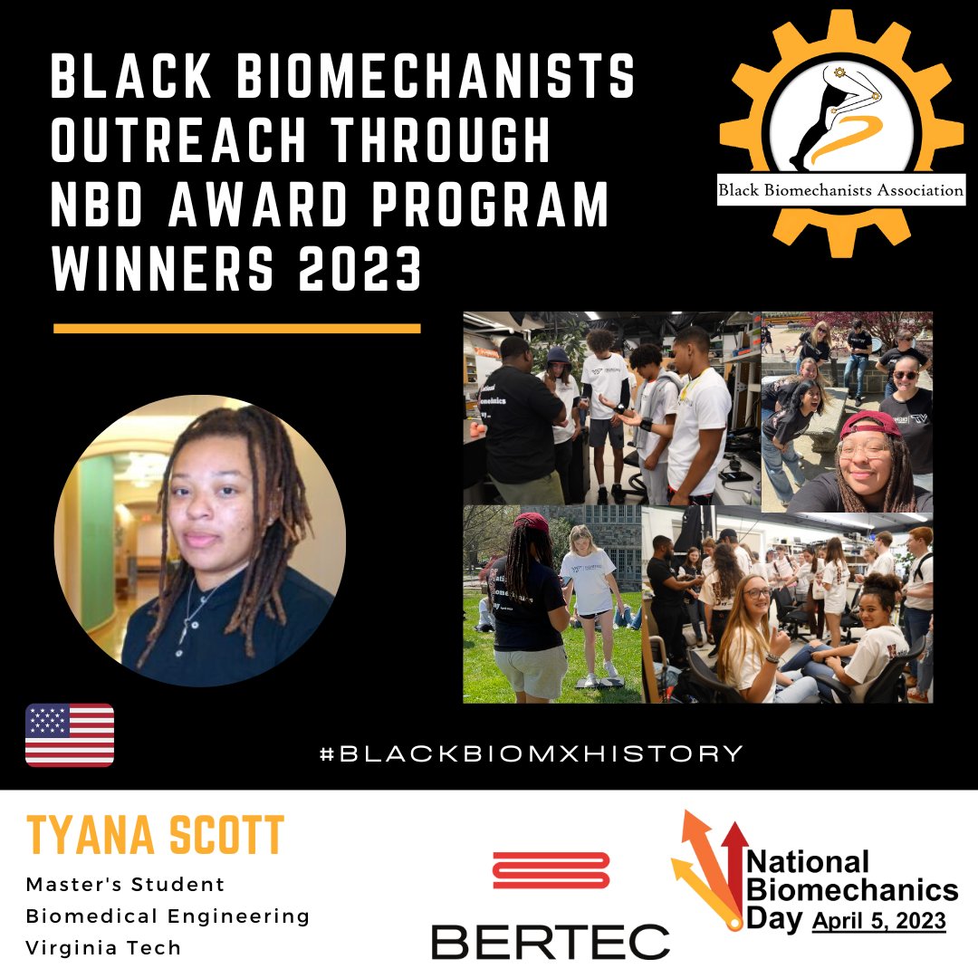 BlackBiomechs's tweet photo. Our 2023 Black Biomechanists Outreach Through National @BiomechanicsDay Grant Program winners are making #BlackBiomxHistory. Awardees hosted NBD events in the US &amp; Nigeria promoting #biomechanics in Black communities! Biomechanics is fun &amp; for everyone! Congrats to our winners👏🏾 https://t.co/z4DVECgrP7