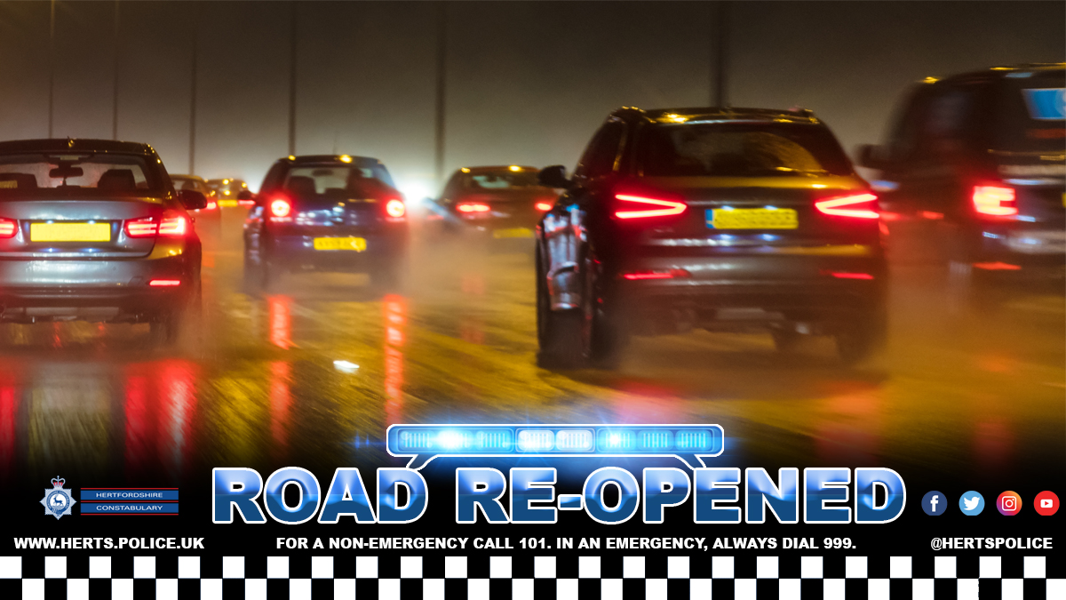 The A505 at #Baldock has now re-opened. Thank you for your patience.