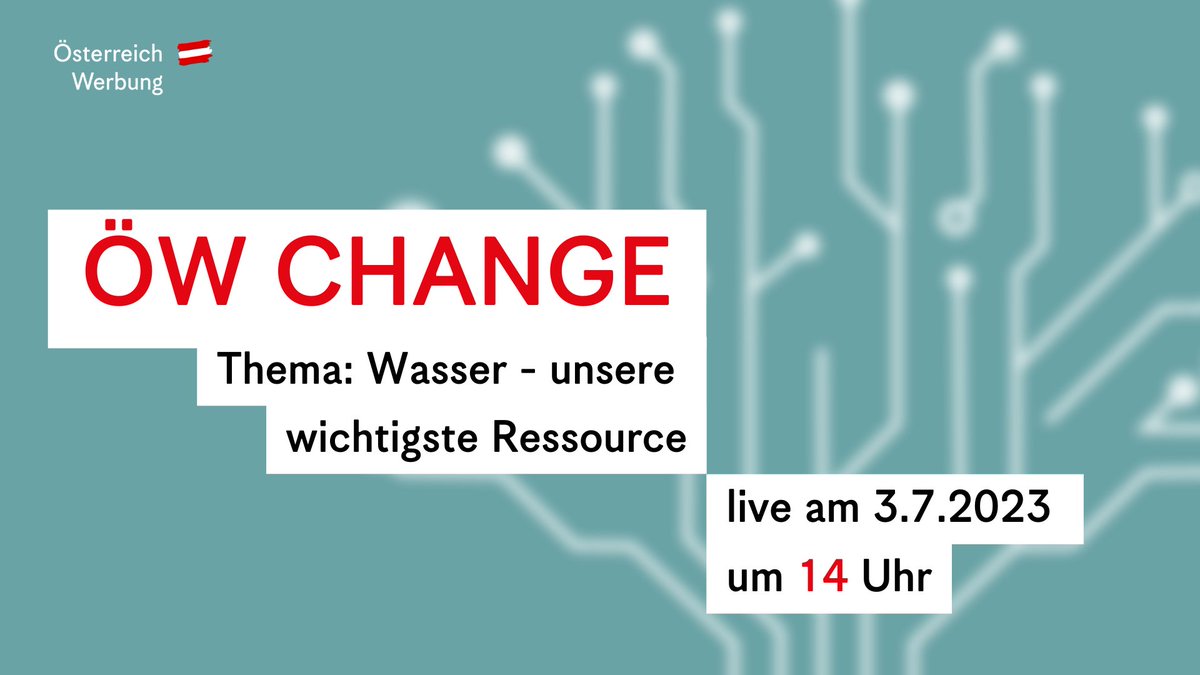 🔴 #live am 3.7. um 14 Uhr unter visit.austria.info/6017P6flN: Die neue Folge #oewchange zum Thema 'Wasser - unsere wichtigste Ressource' mit unserer Nachhaltigkeitsexpertin Katrin Erben! 💦 Alle Sendungen zum Nachsehen gibt es in unserer ÖWthek: visit.austria.info/6018P6fl4