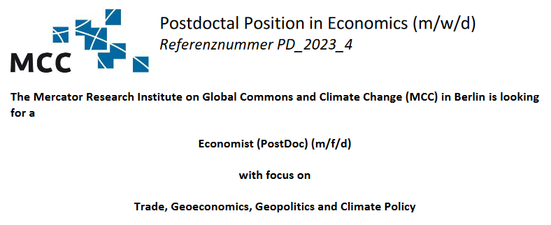 Postdoc job opening @MCC_Berlin. You would be working on climate policy and globalization with @mkalkuhl, @ChFlachsland, and me. Further information here: mcc-berlin.net/fileadmin/data…
Apply until July 30 and let me know if you have any questions!