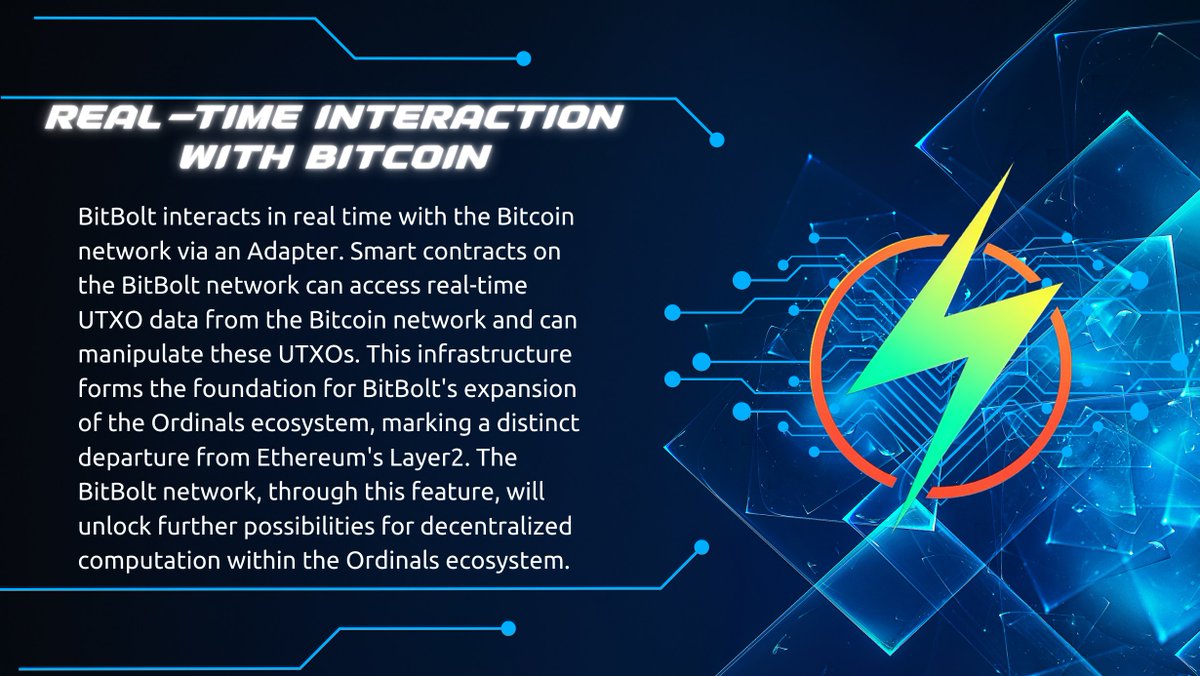 Did you know you can have real-time interaction with the #bitcoin  network? 🚀

Introducing an Adapter that allows smart contracts on #BitBolt to access real-time UTXO data. Let's dive into how it works in this thread 👇