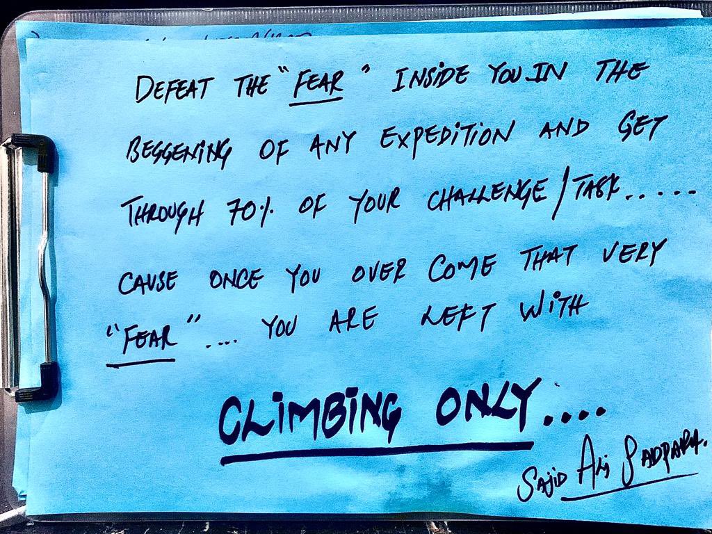sajid_sadpara's tweet photo. Defeat the FEAR inside you &amp; you are left with Climbing Only ~ Sajid 𝐬𝐚𝐝𝐩𝐚𝐫𝐚 https://t.co/dvrPlQh3bn