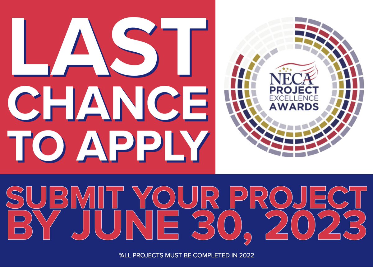 🚨 LAST CHANCE 🚨 Submit your project that exemplifies excellence in the #ElectricalConstruction industry ⚡

Submit your project by June 30th 👉 hubs.ly/Q01SK7gH0