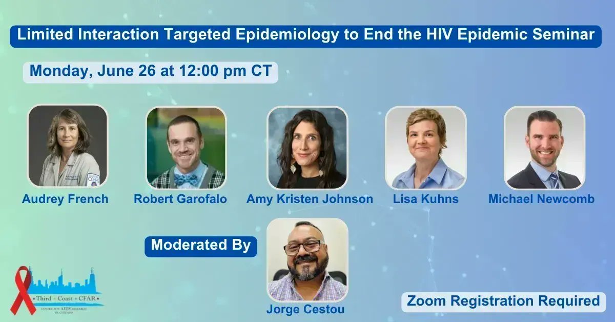 🕛 TODAY: Don't miss this incredible online event on #EndingtheHIVEpidemic with presenters and speakers @NUFeinbergMed, @LurieChildrens, @RushUniversity, @CookCtyHealth, @ChiPublicHealth and @NIAIDNews!

Register ⏩ buff.ly/45OBzM6 

#HIVTestingDay #HIVresearch