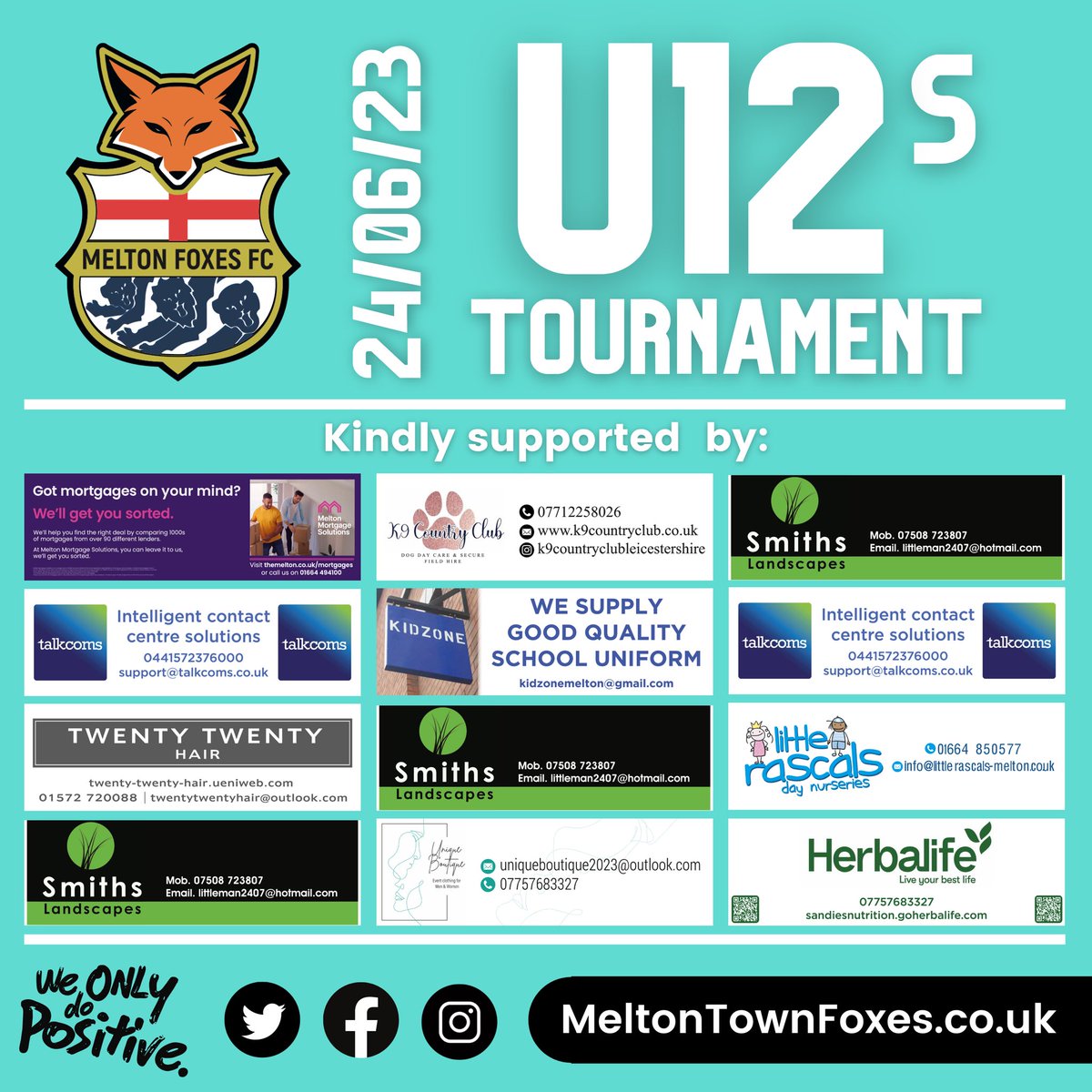 Meltonfoxesfc's tweet photo. 🙏🏼 THANK YOU 🙏🏼 We appreciate the kind support of our sponsors who help to make events like this possible, and raise vital funds for our club.

#MeltonFoxes 🦊 https://t.co/duEjKZe50M