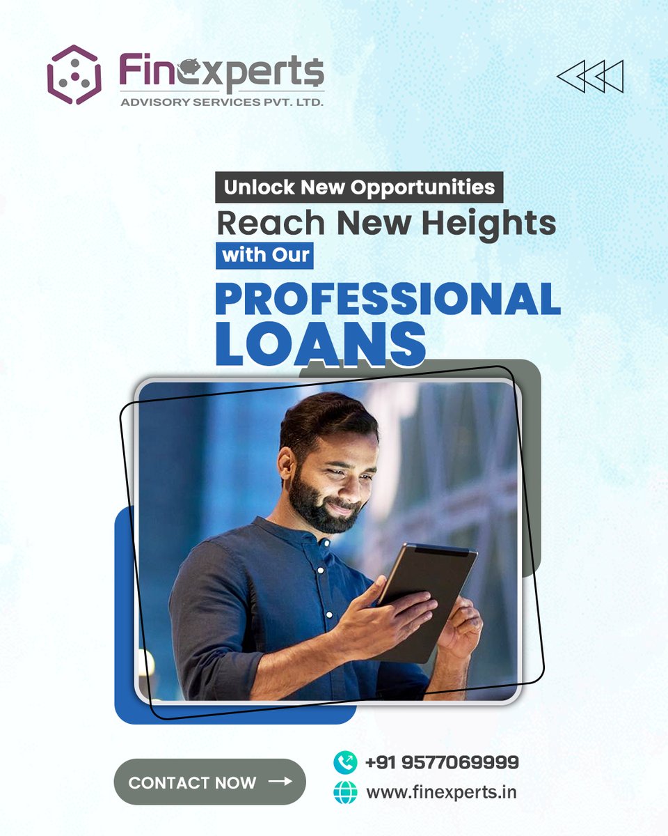 Unlock New Opportunities and Reach New Heights with Our Professional Loans, Apply with Finexperts Advisory Services Pvt Ltd and get reasonable interest rates.

#finexpertsadvisoryservices #finexperts #professionalloans #professionals #professionaldoctors #doctors