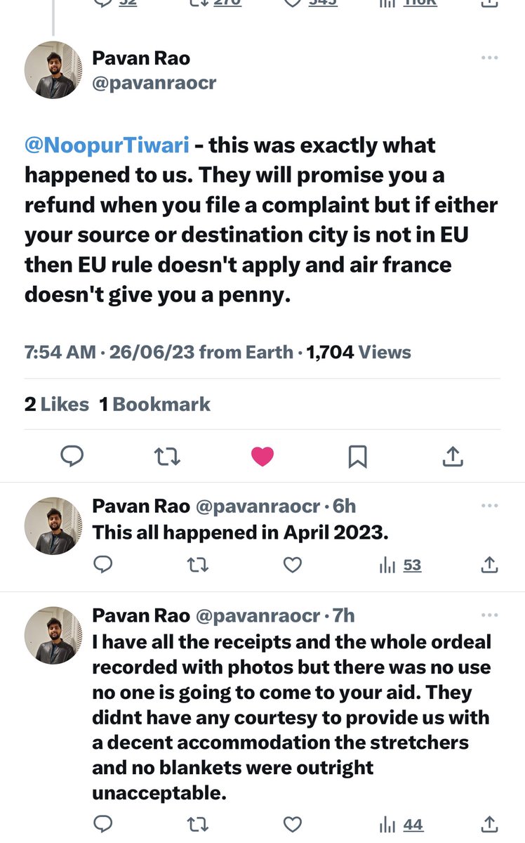 <a href="/AirFranceFR/">Air France FR</a> <a href="/airfrance/">Air France</a> <a href="/IndiaembFrance/">India in France</a> Here’s info on a *fourth* flight where passengers where treated the same way just this year. So this happens all the time. What a shocker. <a href="/MoCA_GoI/">MoCA_GoI</a> <a href="/virsanghvi/">vir sanghvi</a> <a href="/IndiaembFrance/">India in France</a>