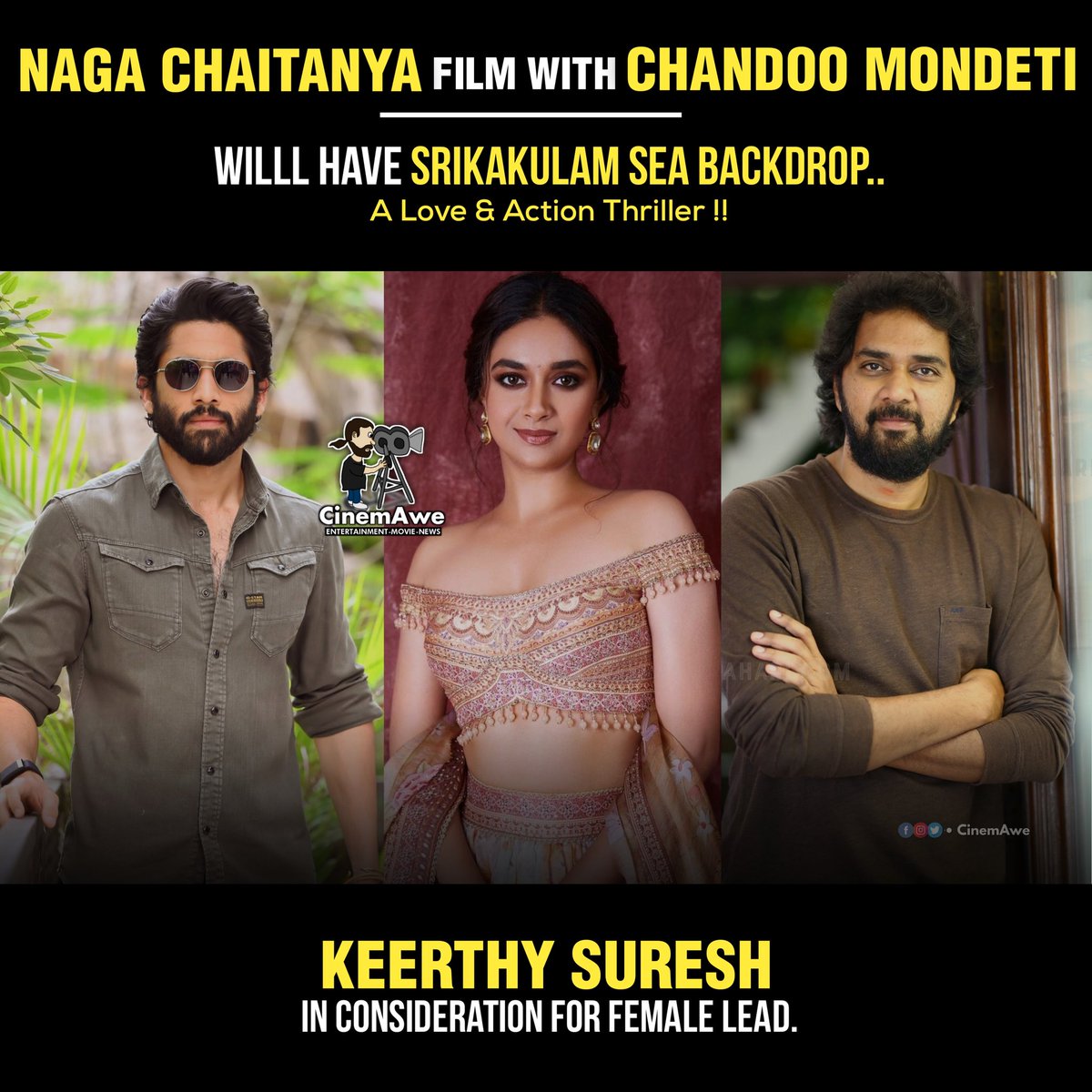 #KeerthySuresh being considered for #NC23..
Sensational music director on cards..🔥💥

#NagaChaitanya #ChandooMondeti