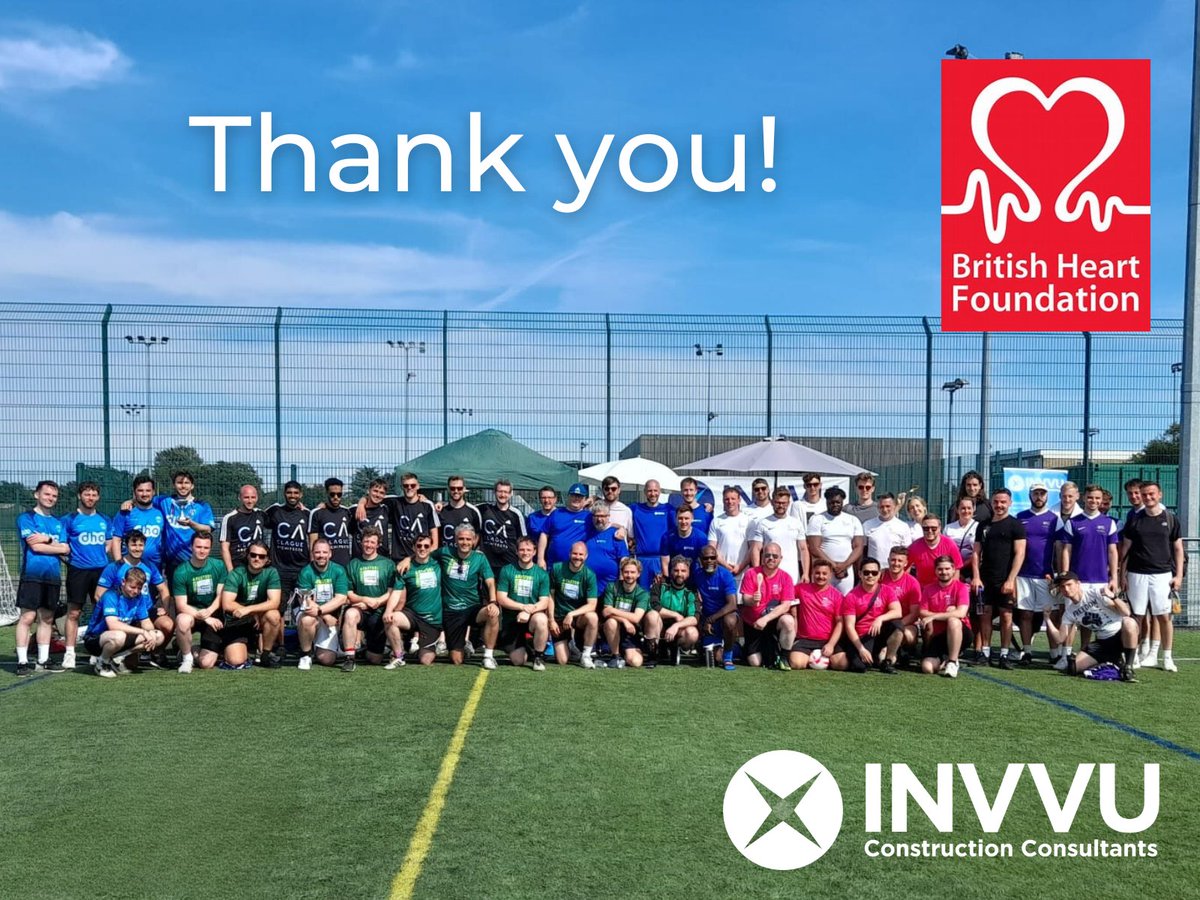 Thx to all the teams who took part in The INVVU Charity Football Tournament on Friday at The Three-Hills Sports Park to raise money for  
<a href="/TheBHF/">British Heart Foundation</a> _ <a href="/Hollawaystudio/">Hollaway</a> @wearebandm_ <a href="/BaxallC/">Baxall Construction</a> <a href="/BloomfieldsPlan/">Bloomfields Planning</a> 
<a href="/dhagroup/">DHA</a> <a href="/modus_ltd/">Modus Construction Consultants</a> <a href="/ON4chitecture/">ON Architecture</a> <a href="/ClagueLLP/">Clague Architects</a> 
#fundraising #BHF #football