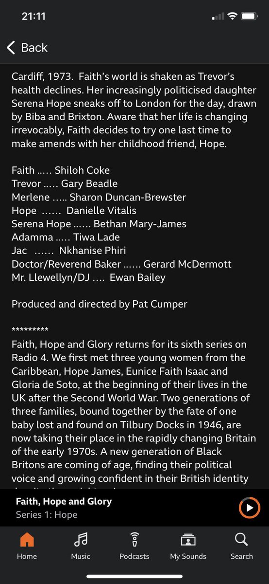 On in 5 mins. Have a listen to my next Ep of Faith Hope and Glory. #BBCRadio4Drama