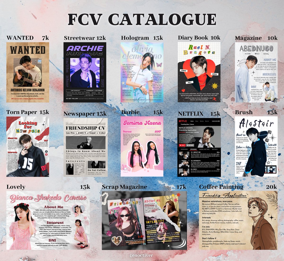 RTs &amp; likes are appreciated!

Today is the Grand Opening of my FCV service. Coming with these catalogues &amp; custom design offered, I’d be grateful to help! The details are on pinned, you can contact me on DM/Telegram, kindly mt after DM me. Thank you!

#zonauang #zonaba #zonajajan
