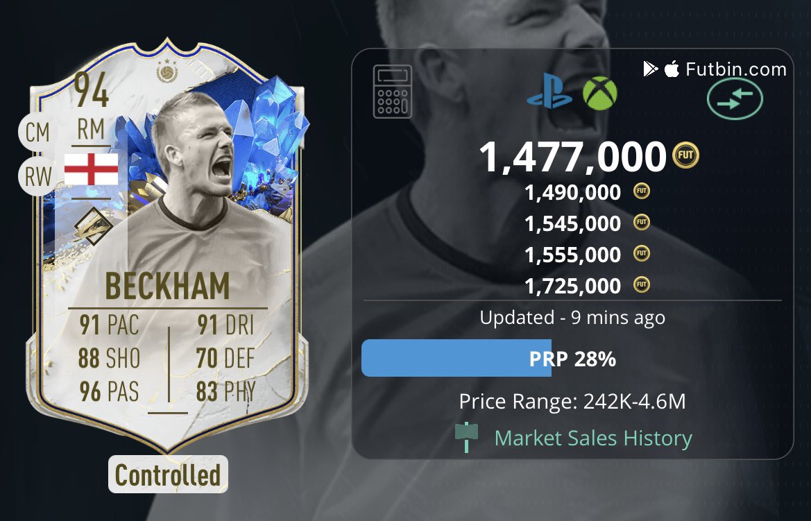 icl boys….. mudding the entire club for this card is very tempting right now 😬

“Beckham could raise the roof here with a goal” 
*scores banger 
“I DONT BELIEVE IT. DAVID BECKHAM”

It sounds so fun😍😭