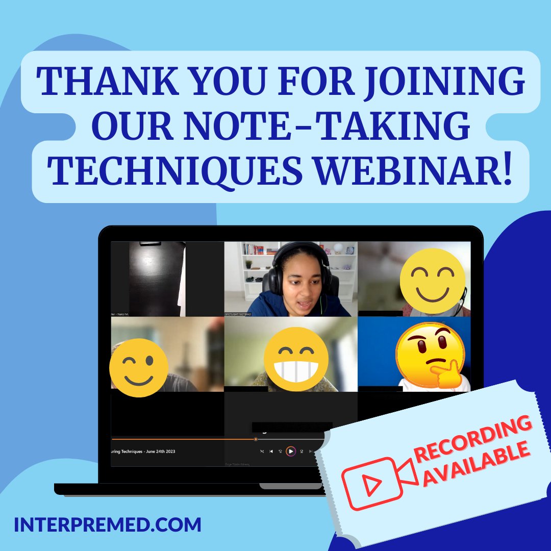 Last Saturday's webinar was truly an enriching experience! 🤓Thanks to all who joined to refine their note-taking skills and boost their interpreting accuracy! If you couldn't join, you can still watch the recording at InterpreMed.com and Academy.InterpreMed.com #1nt